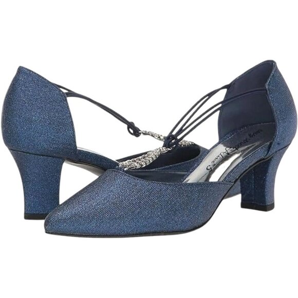 Easy Street Women's Navy Blue Glitter Heel Size 8.5 New - Picture 2 of 12